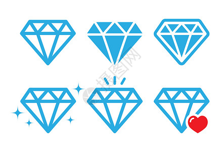 珠宝奢侈品钻石奢侈品矢量图集插画