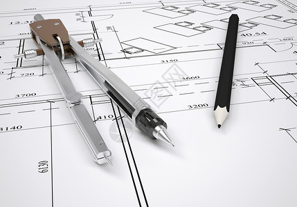 建筑绘图和工程工具文档项目桌面草稿绘画工程师蓝图圆规打印线条背景图片