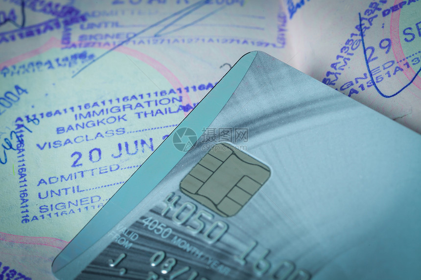 日本护照印章签证和旅行概念的信用卡旅游授权风俗签名游客检查员移民邮票假期图片