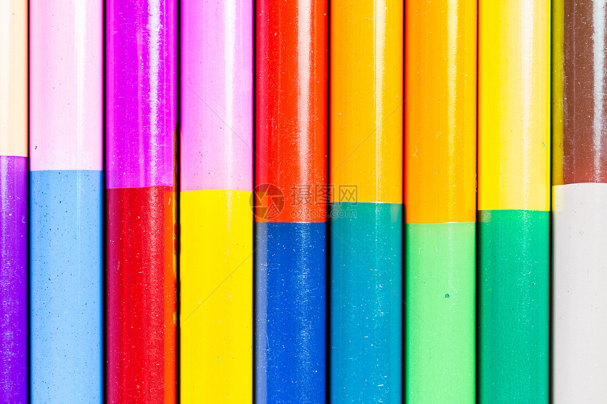 彩色铅笔绿色紫色棕色素描团体红色光谱教育黄色粉色图片