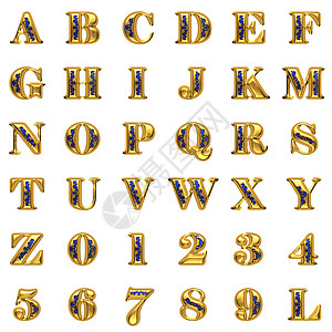 金色狂欢节字体白色背景上的金色字母表奢华黄色艺术脚本黑色插图金属打字稿抛光字体背景