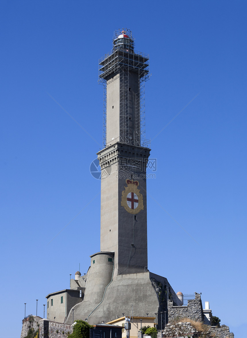 热那亚灯塔徽章灯光天空旅游城市纪念碑历史港口地标灯笼图片