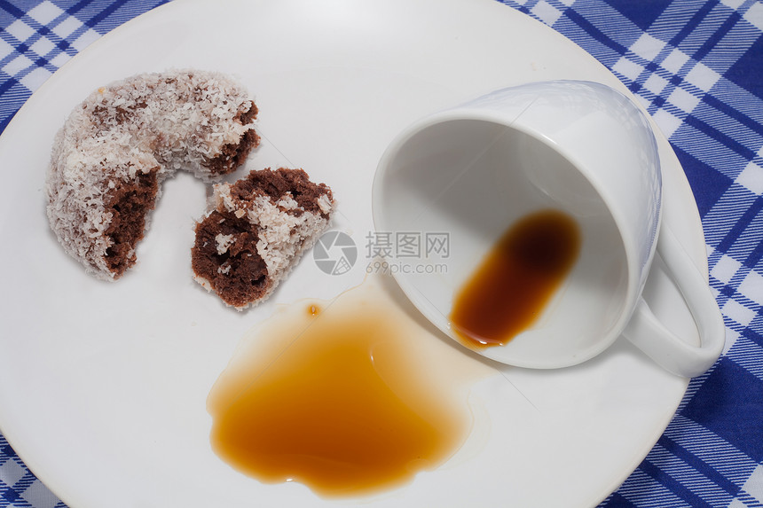 空空咖啡小吃早餐糕点杯子棕色甜点白色咖啡粉色饼干图片