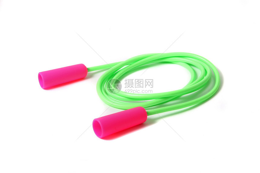 女孩跳绳玩具游戏女孩们白色绳索橡皮绿色粉色图片
