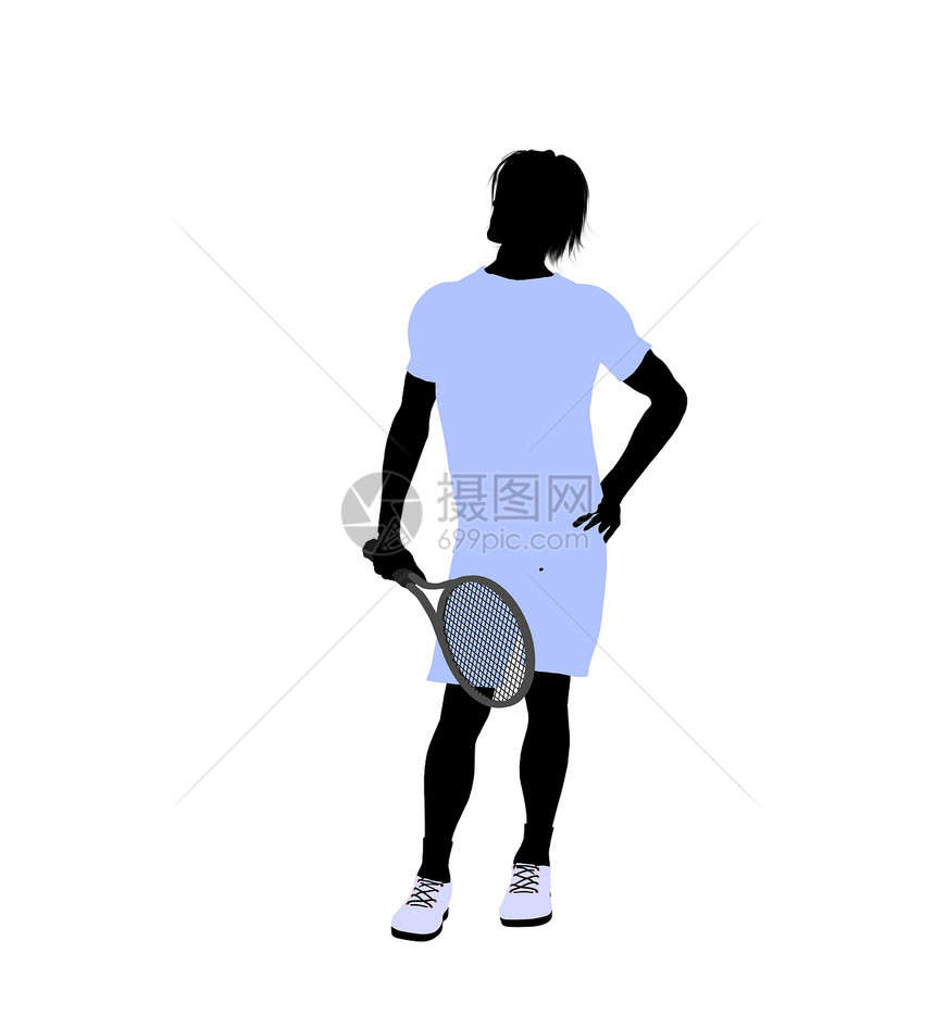 男性网球玩家 I 说明 Silhouette网球场游戏插图剪影男人运动图片