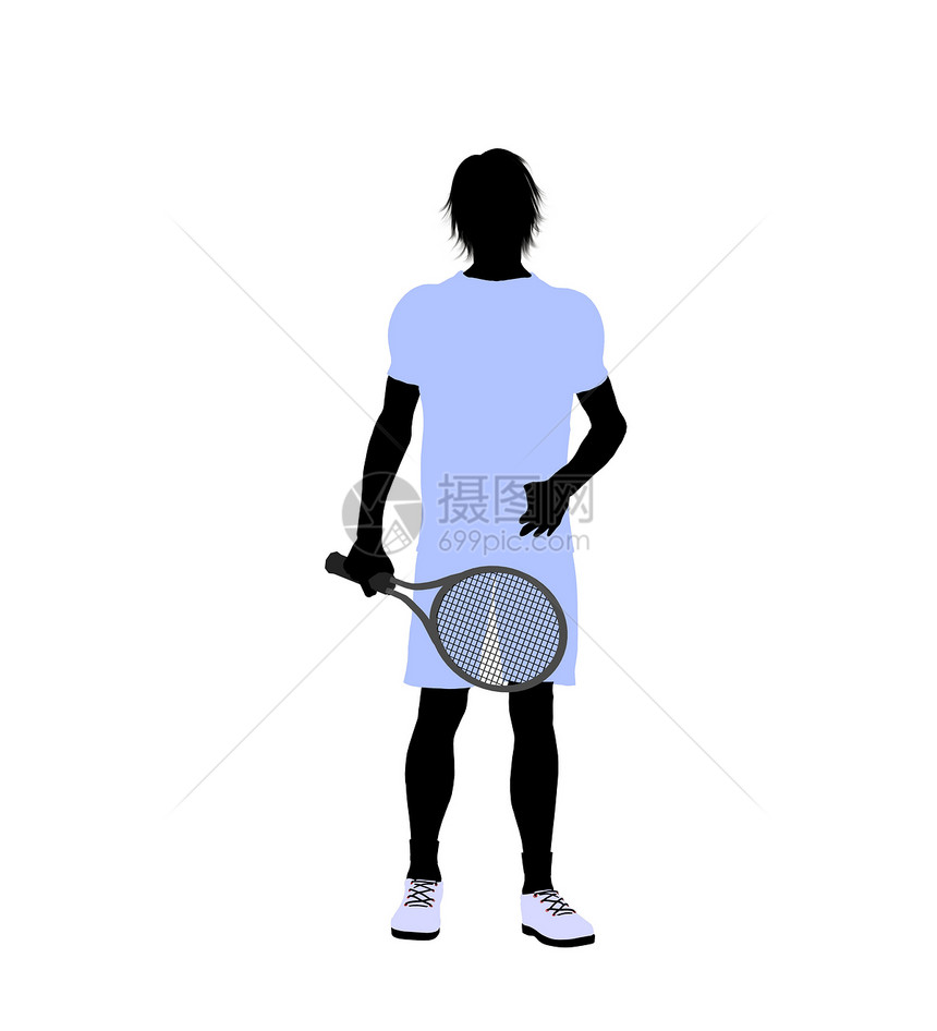 男性网球玩家 I 说明 Silhouette插图剪影运动游戏男人网球场图片
