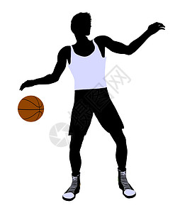 男性篮球玩家 I 说明 Silhouette剪影男生插图团队男人运动棕球背景图片
