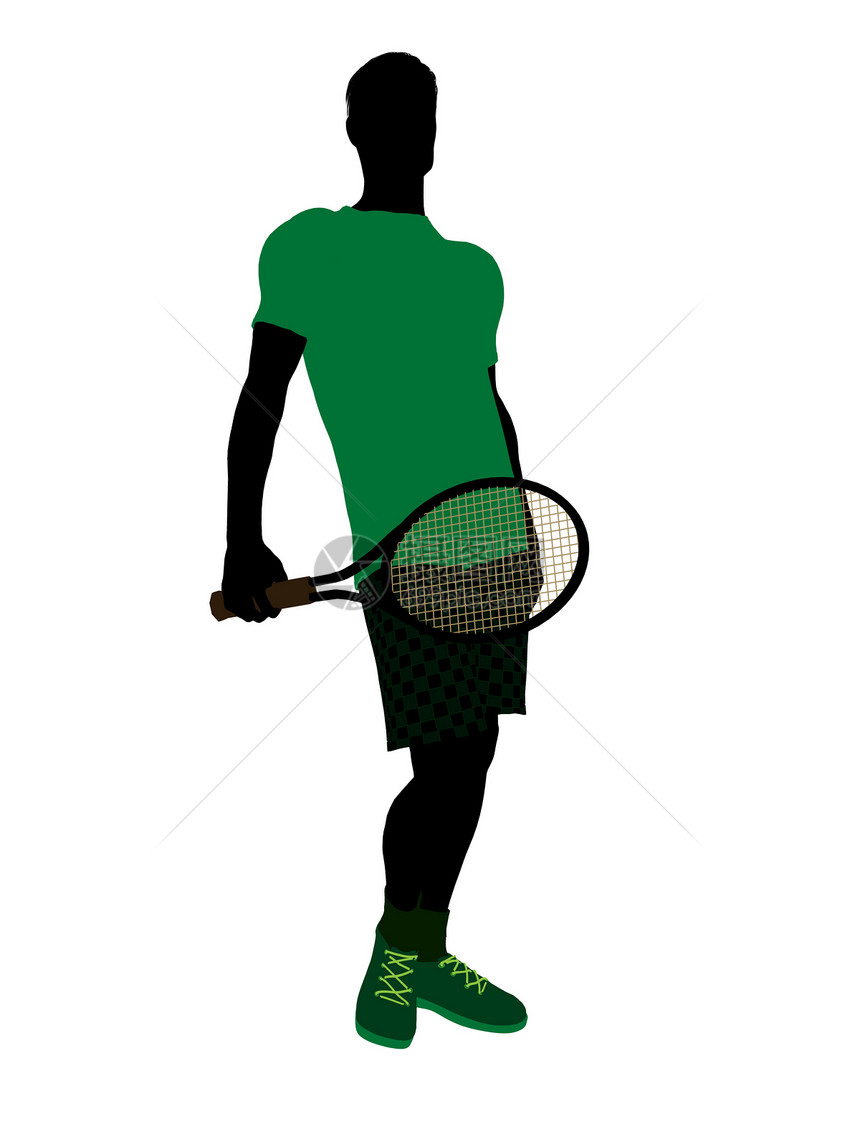 男性网球玩家 I 说明 Silhouette运动游戏男人网球场剪影插图图片