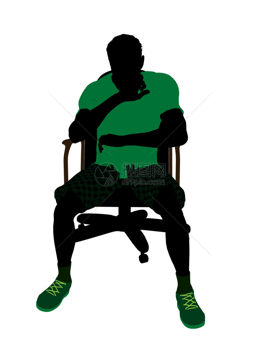 非裔美国网球玩家坐在一个主席的椅子上说明Silhouette游戏运动男性男人剪影插图网球场图片