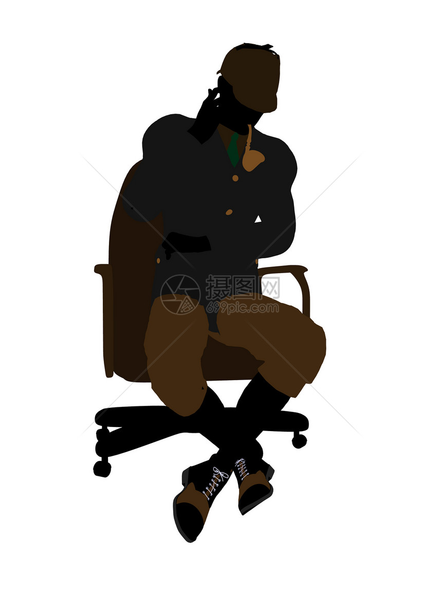 英国绅士坐在一位主席的椅子上说明Silhouette英语贵族剪影管道男人烟草男性先生插图图片