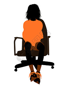 坐在A座轮椅上的女性滑板驾驶员运动剪影插图女孩女士椅子背景图片