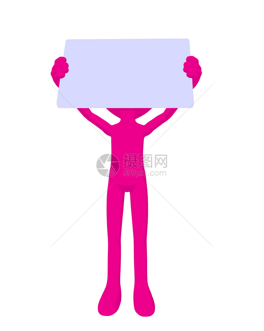 持有空白名片的盖伊男人男生白色粉色男性剪影动物插图图片