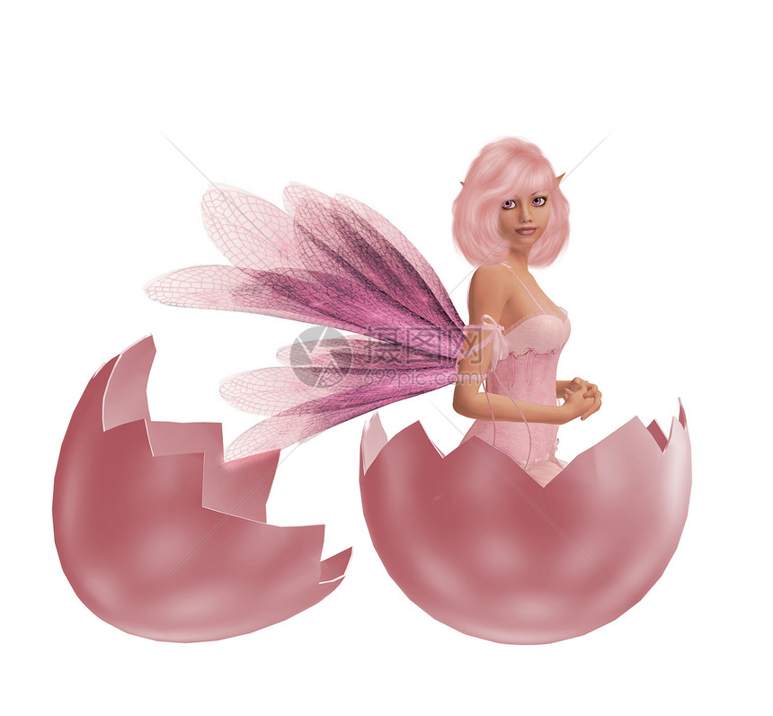 蛋壳中的粉红仙子图片