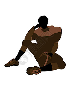 非洲裔美裔男性足球运动员 I 说明 Silhouette运动消遣插图橄榄球门柱男人协会玩家猪皮足球服背景图片