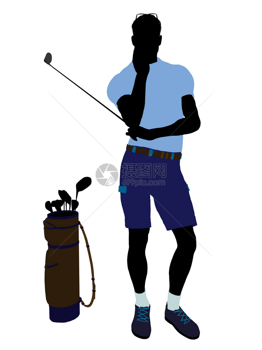 男性高尔夫高尔夫玩家 I 说明 Silhouette九孔高尔夫球高尔夫球袋剪影插图男人图片