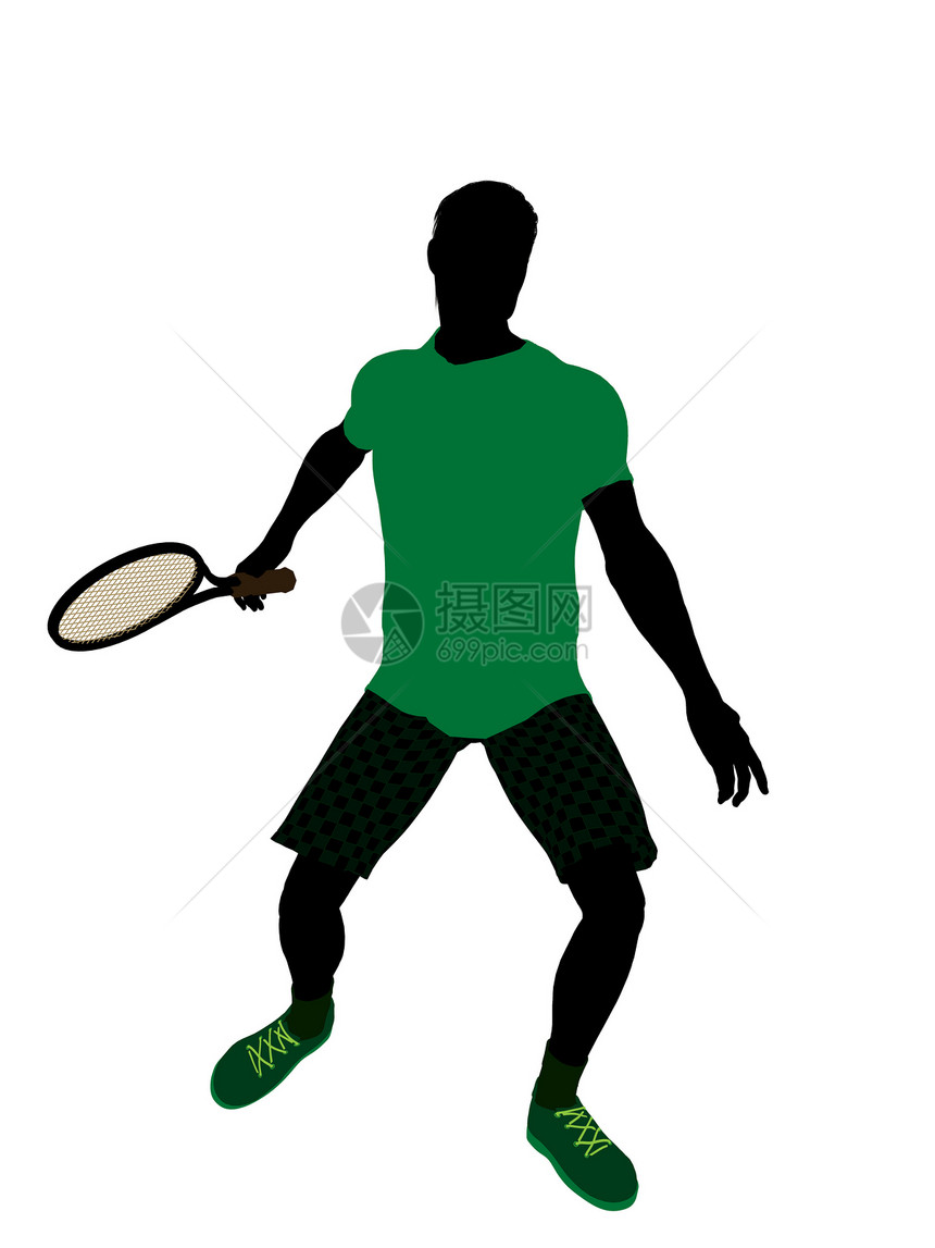 男性网球玩家 I 说明 Silhouette网球场运动剪影插图游戏男人图片