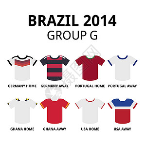 2014年世界杯巴西2014 - G组球队足球球衣背景图片