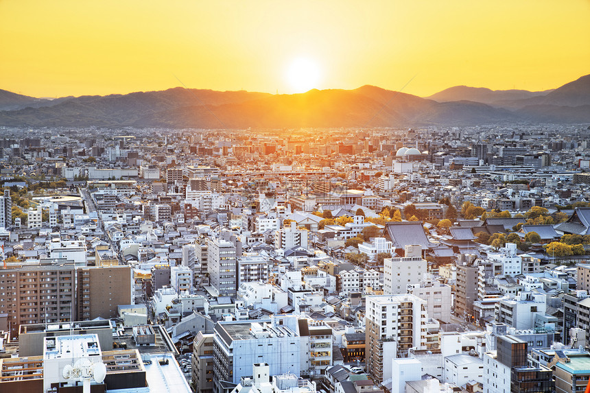 日本京都城日落街道场景景点旅行建筑学旅游摩天大楼目的地地方地标图片