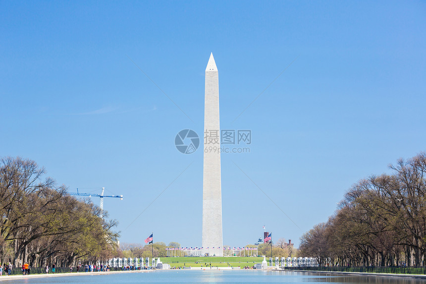 华盛顿纪念碑历史性直流电天空池塘国家地标爱国大理石反射池柱子图片
