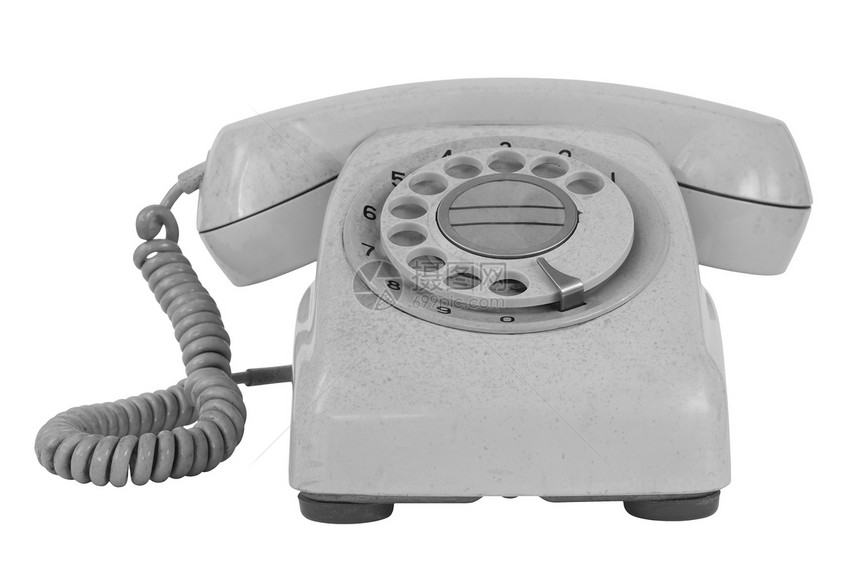 白色的旧电话商业拨号图片
