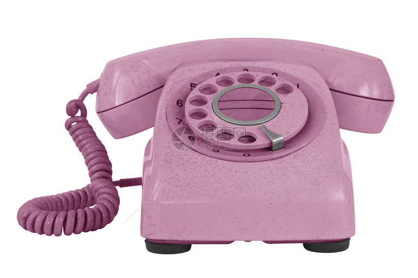 白色的旧电话粉色商业拨号图片