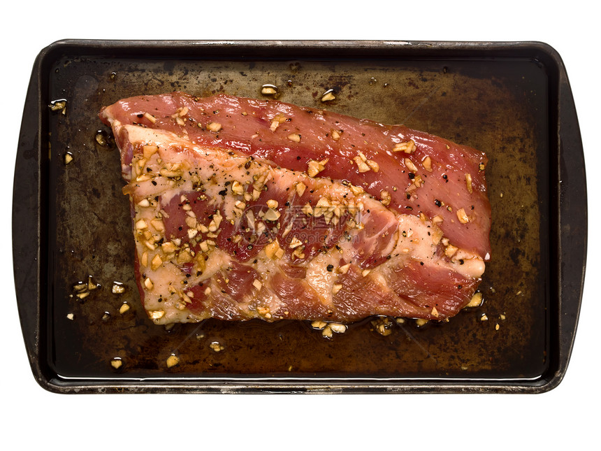生锈的生生咸猪肉肋骨架肋骨猪肉平板水平红色烘烤架子骨头烧烤床单图片