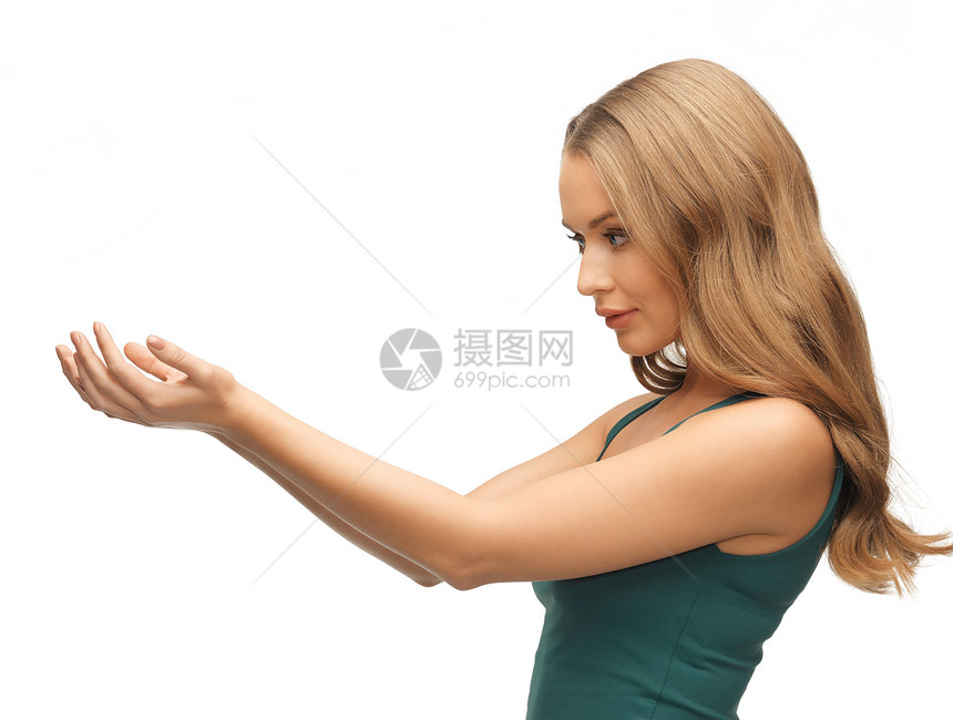 女人握着手掌女性活力棕榈头发女孩护理福利皮肤容貌保健图片