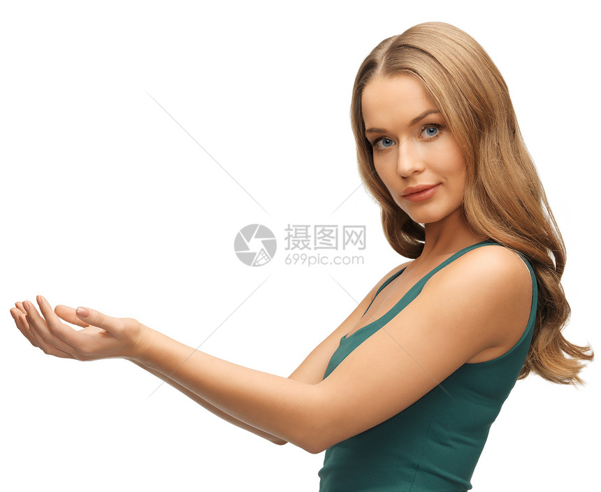 女人握着手掌青年棕榈福利微笑护理女孩头发手势卫生皮肤图片