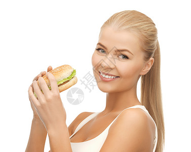 妇女吃垃圾食品餐厅垃圾小吃重量营养午餐碳水化合物包子食物健康高清图片素材