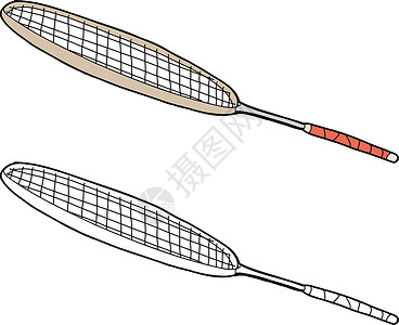 羽毛球拉克特卡通片运动游戏球拍写意手绘网球壁球插图背景图片