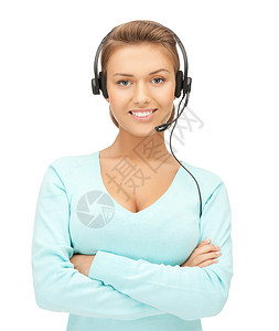 友好女性求助热线接线员助手工人顾问中心快乐技术操作员女孩微笑耳机脸高清图片素材