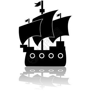 旧船导航插图探索白色海盗反射海军黑色殖民背景图片