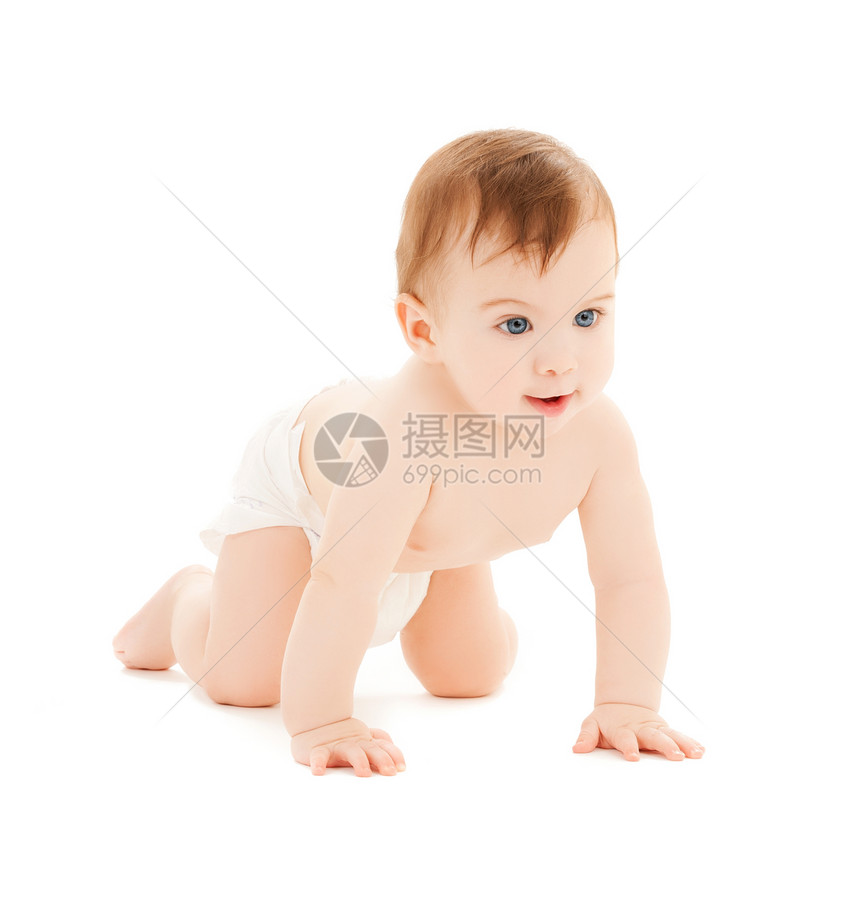 爬来爬去的好奇婴儿尿布儿子孩子卫生保健快乐家庭好奇心女儿男生图片