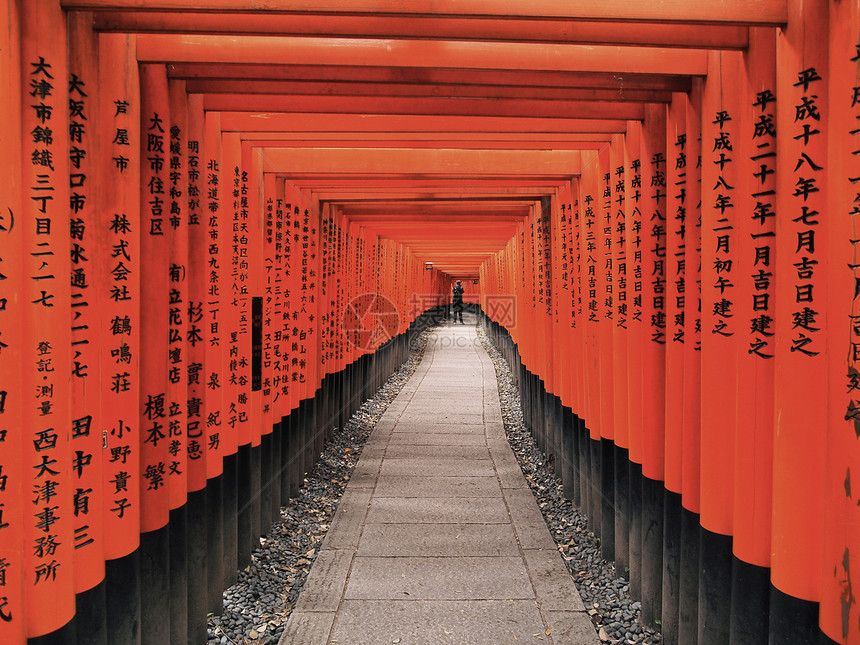 日本京都神社的托里伊橙子旅游旅行神道神社寺庙图片