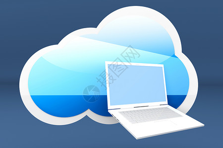 电脑云云计算技术白色展示全球机动性云计算团体互联网笔记本监视器背景