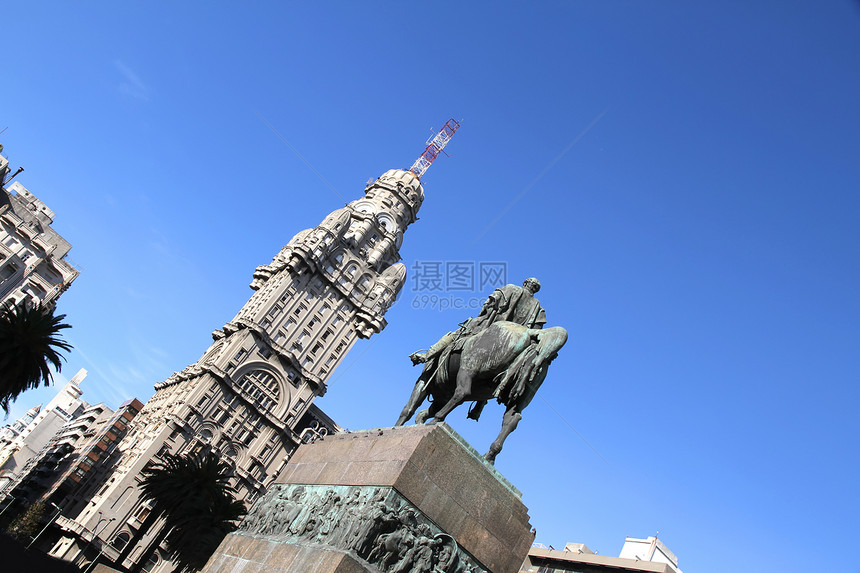 蒙得维的亚和平独立广场首都地标热带广场旅行历史性英雄纪念碑建筑学雕像图片