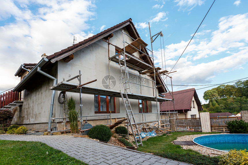 农村住宅的建造或修缮建筑改造装修塑料维修窗户壁板建筑学工作脚手架图片