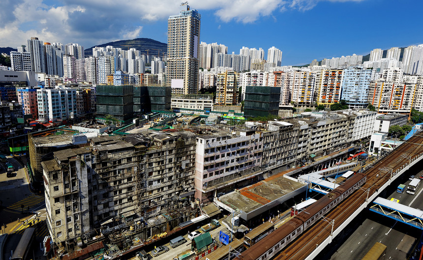 香港日 昆东分流天空市中心蓝色商业地标游客日出反射城市日落图片