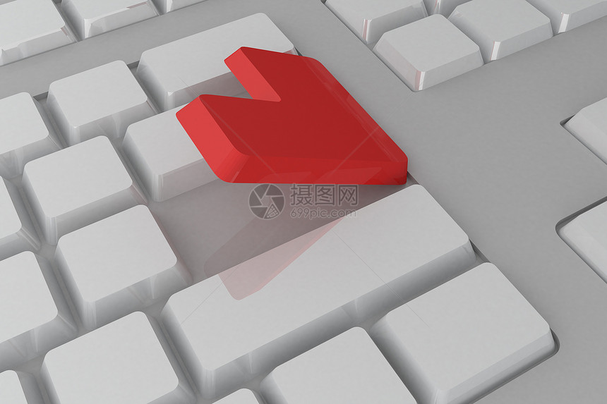带有红色键的白色白键盘起重电脑技术绘图钥匙计算机计算图片