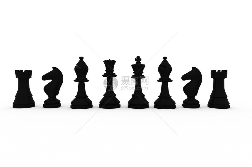 黑象棋一连列计算机国王棋盘战术插图游戏骑士闲暇数字绘图图片