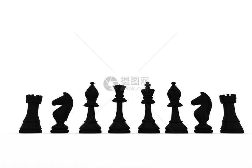 黑象棋一连列绘图数字计算机黑色国王棋盘插图团队骑士战略图片