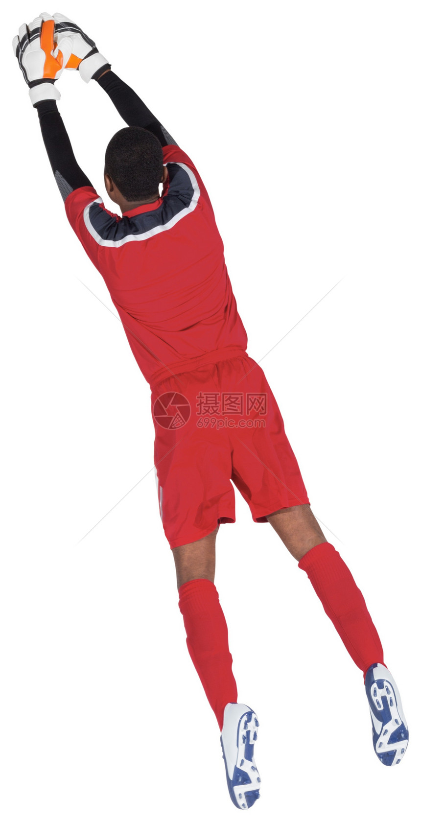 红线守门员省钱运动播放器齿轮运动服足球运动员活动黑色跳跃男人图片