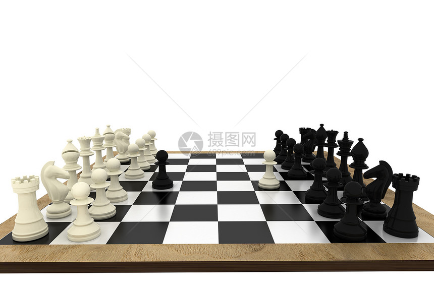 船上的黑白象棋碎片白色典当女王棋盘对抗骑士国王主教插图木板图片