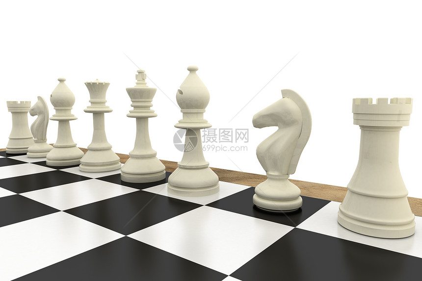 船上的白象棋碎片白色团队闲暇国王棋盘战略主教插图女王木头图片