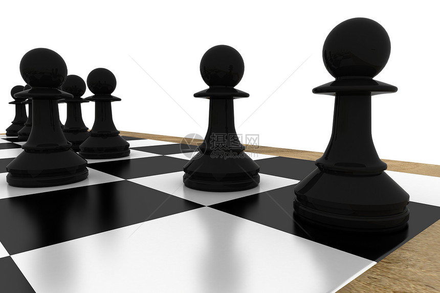 象棋棋盘上的黑当子棋子挑战战术排列战略典当绘图游戏插图计算机图片