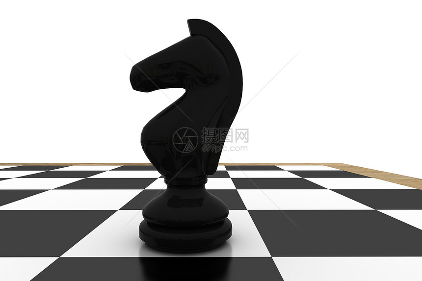 象棋棋盘上的黑骑士战术插图棋子骑士战略绘图计算机游戏木头黑色图片