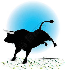阿细跳月公牛休月插图宠物点燃艺术白色夹子奶牛数字化黑色动物设计图片
