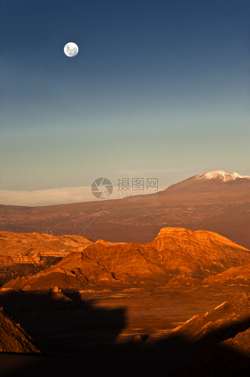 智利阿塔卡马月亮谷全月满月旅行地方地形岩石洞穴极端阳光太阳山脉图片