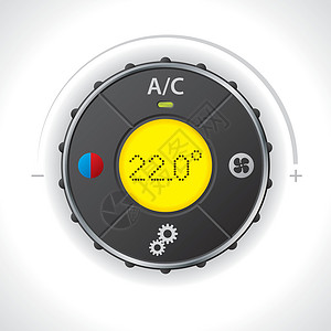黄色带黄铅的空气状况仪表汽车交流电白色空调通风控制蓝色扇子护发素测量背景图片