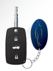法语密钥配有密钥卡的现代汽车键插画